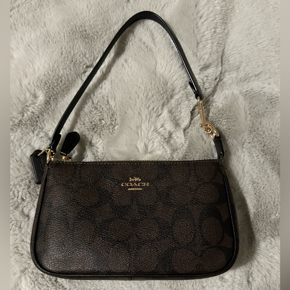 Excellent Condition! COACH Nolita 19 In Signature Canvas Brown Black Mini Bag